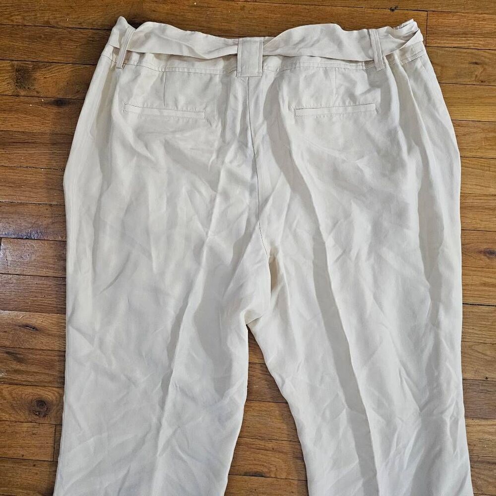 Talbots Size 18 Silk Dress Pants Beige Zip Straight Leg NEW $156 - Picture 6 of 10
